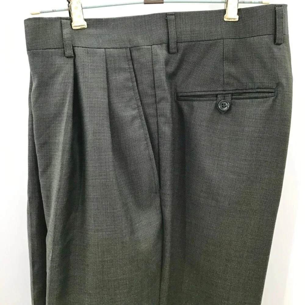 Mens Jones New York Suit 40R Pants 35/28.5 Wool Cashmere Blend Green Houndstooth - Picture 14 of 16